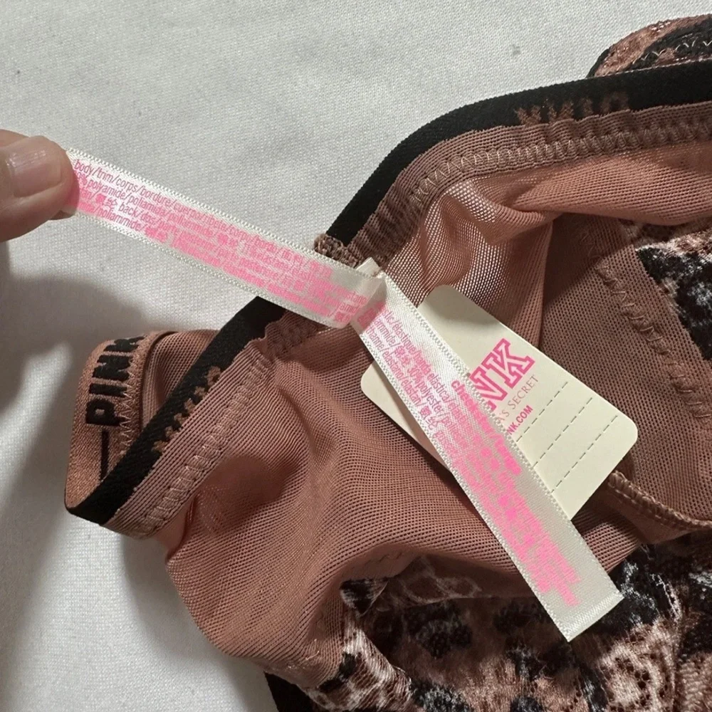 Victoria's Secret PINK Leopard Lace Cheekster Panty- Brown & Black
